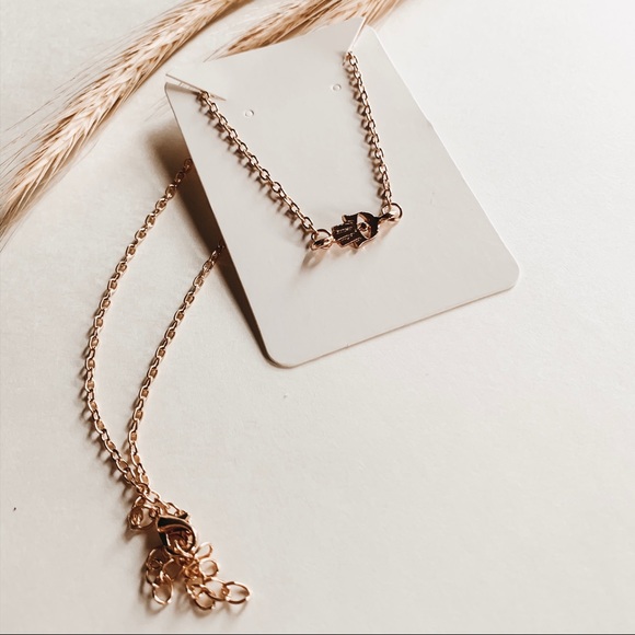 Dainty Gold Hamsa Hand Necklace - Picture 2 of 2